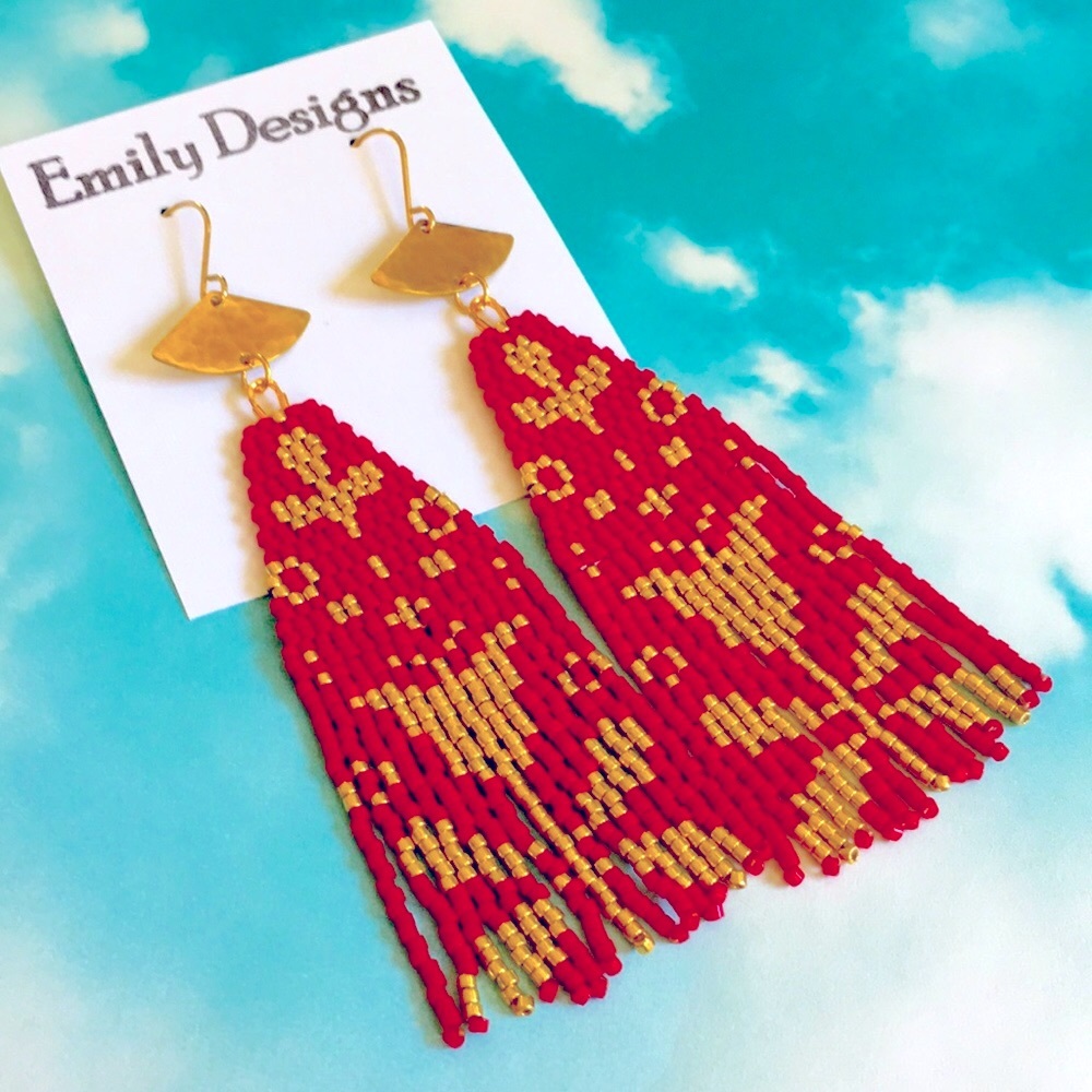Red/gold beaded mini fringes